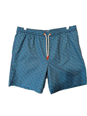 SWIMS Mens Medium Navy Blue Sail Geo Sol Swim Trunks Shorts Mesh Lined